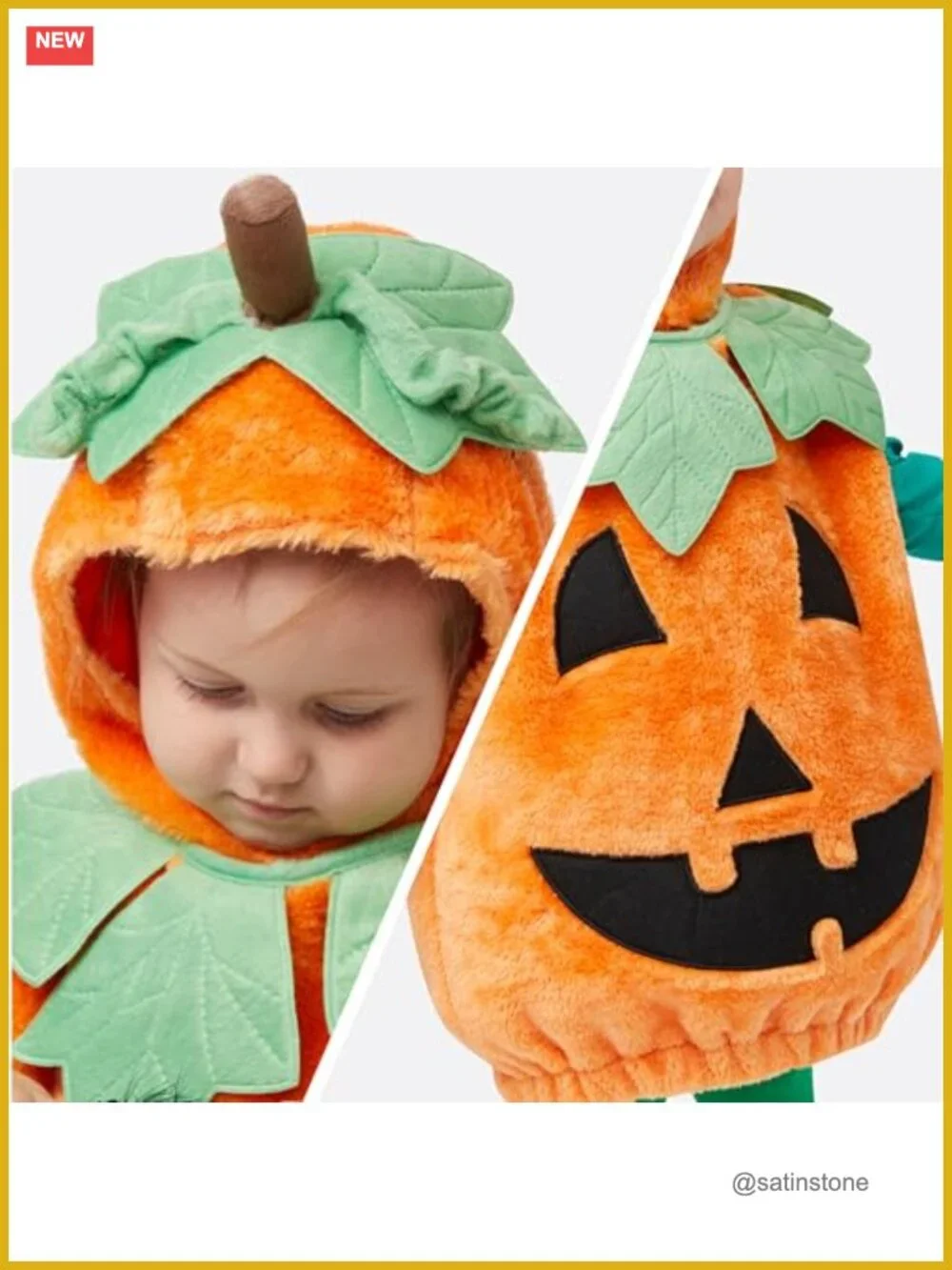 Toddler Pumpkin Halloween Costume with Hood Zipper Polyester